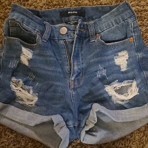 Aeropostale Ripped Blue Jean Shorts